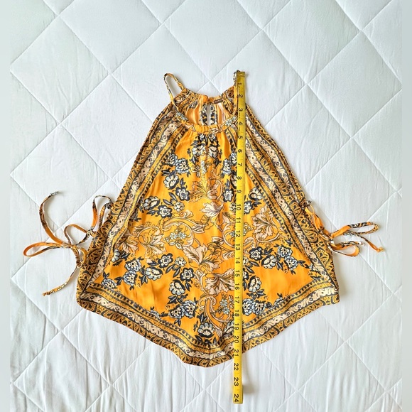 Free People Sofia Floral Print Halter Crop Top - Golden Yellow - XS - Picture 10 of 11